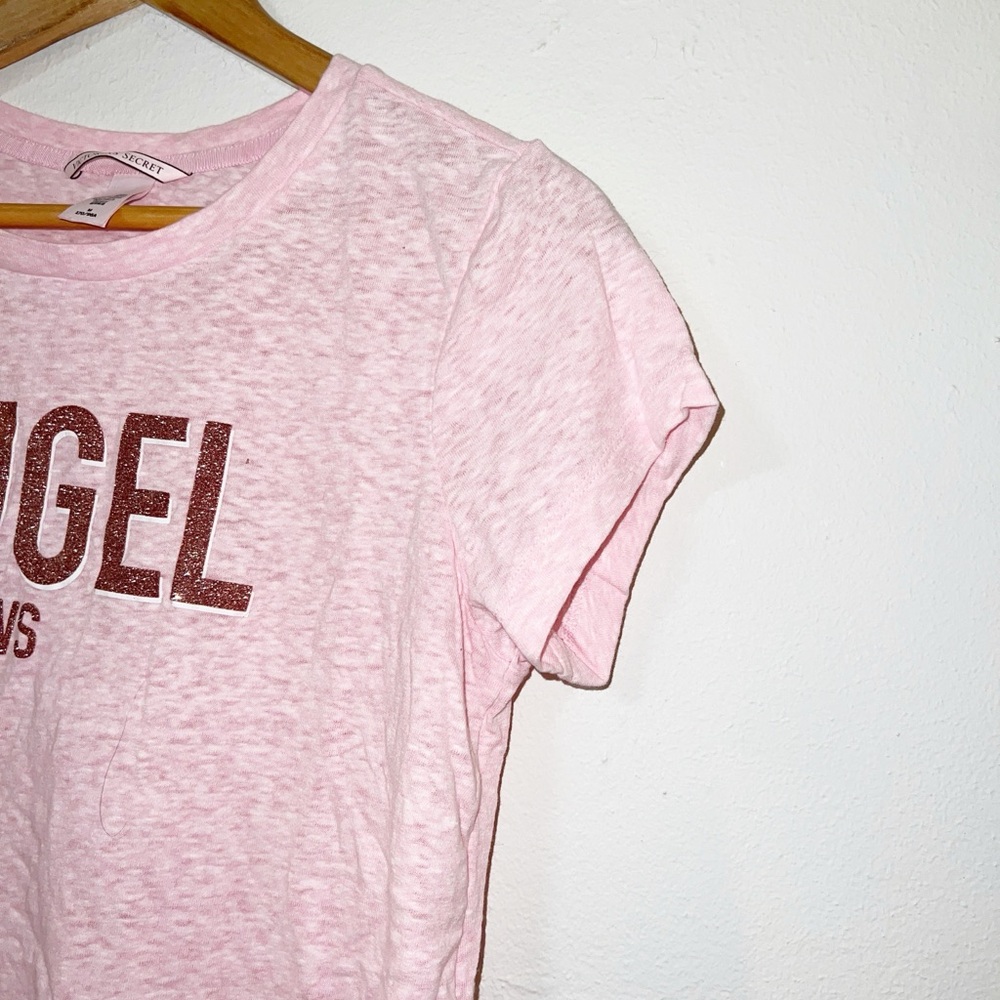 Victorias Secret “angel vs” light pink space dye glitter short sleeve t-shirt - Picture 3 of 8